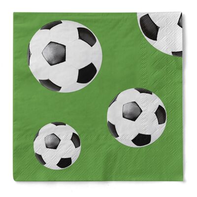 Serviette jetable football en vert en tissu 33 x 33 cm, 20 pièces