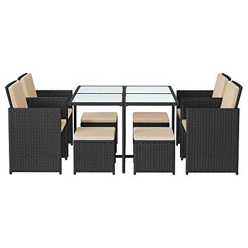 Set of 3 polyrattan balcony furniture 53 x 57.5 x 76 cm (L x W x H)