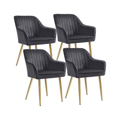 Set of 2 dining chairs with metal legs 62.5 x 60 x 85 cm (L x W x H)