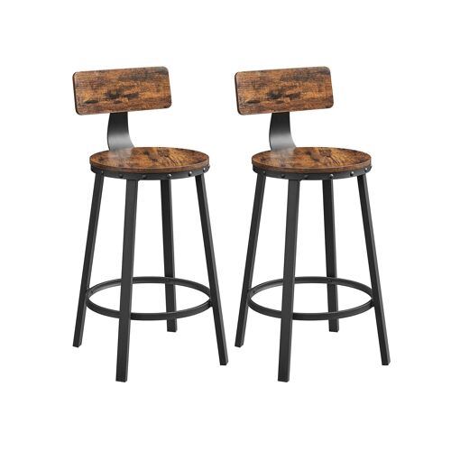 Set of 2 Black Greige Bar Stools 54 x 99 cm (Ø x H)