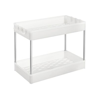 Plateau de bain en bambou blanc (75-109) x 23 x 4,5 cm (L x L x H)