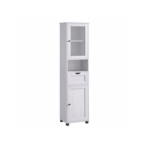 Bathroom cabinet with 2 shutter doors White 32 x 30 x 170 cm (L x W x H)