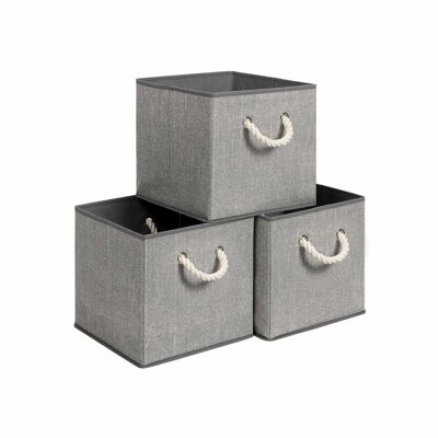 Set di 3 scatole in tessuto con coperchio 38 x 25 x 25 cm (L x P x A)