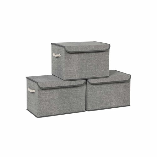 Set of 6 black storage boxes 30 x 30 x 30 cm (L x W x H)