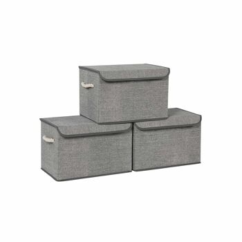 Lot de 6 boîtes de rangement noires 30 x 30 x 30 cm (L x L x H) 1