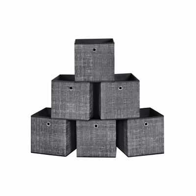 Set of 6 Dark Gray Storage Boxes 30 x 30 x 30 cm (L x W x H)