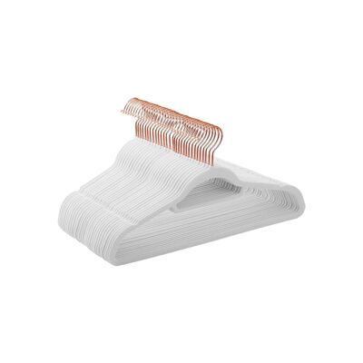 Juego de 12 perchas para pantalones blancas.