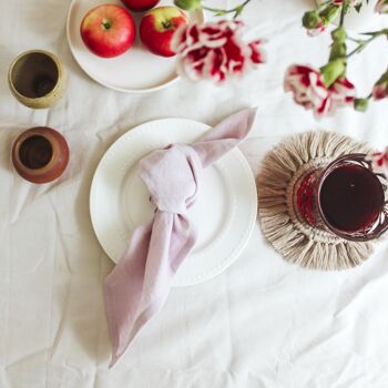 Ensemble de 2 serviettes en lin rose poudré 2