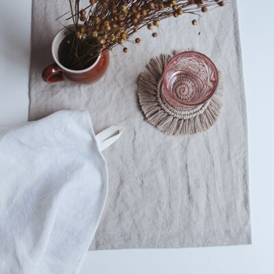 Chemin de table en lin beige