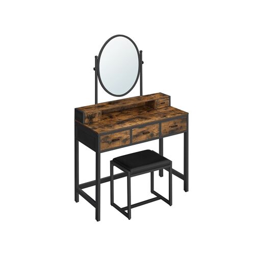 Dressing table with folding mirror Greige-Black 90 x 40 x 141 cm (L x W x H)