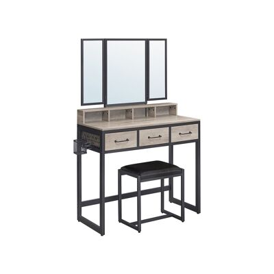 Dressing table with LED lamps and stool 90 x 40 x 145.5 cm (L x W x H)