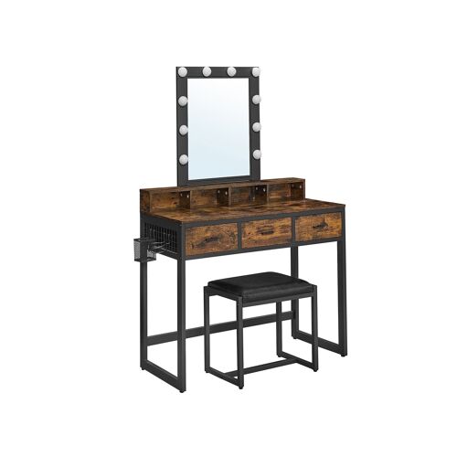 Dressing table with LED lighting and mirror White 80 x 40 x 137.5 cm (L x W x H)