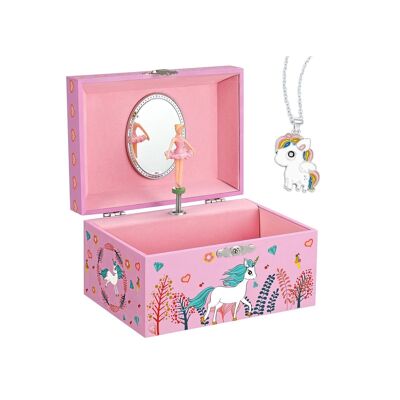 Boîte à bijoux avec musique et miroir violet 14,8 x 10,6 x 8,5 cm (L x L x H)