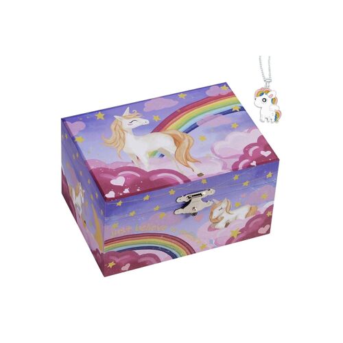 Jewelry box with music and mirror Rose 14.8 x 10.6 x 8.5 cm (L x W x H)