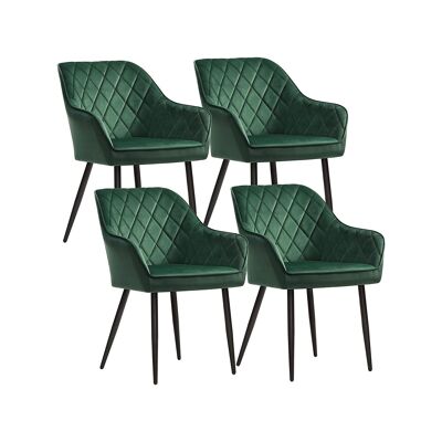 Juego de 4 sillas tapizadas en gris claro 62,5 x 60 x 85 cm (largo x ancho x alto)