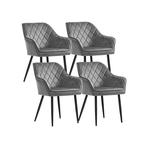 Set of 4 upholstered chairs with metal legs Blue 62.5 x 60 x 85 cm (L x W x H)