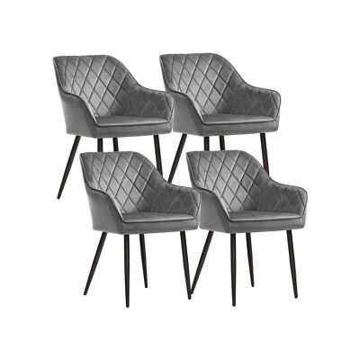 Juego de 4 sillas tapizadas con patas de metal Azul 62,5 x 60 x 85 cm (largo x ancho x alto)