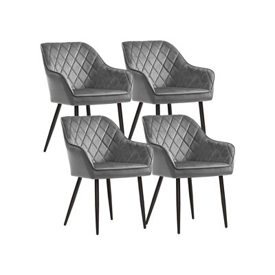 Lot de 4 chaises rembourrées avec pieds en métal Bleu 62,5 x 60 x 85 cm (L x L x H)