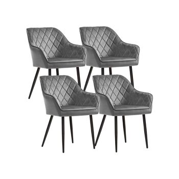 Lot de 4 chaises rembourrées avec pieds en métal Bleu 62,5 x 60 x 85 cm (L x L x H) 1