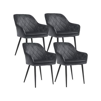 Juego de 4 sillas tapizadas color petróleo 62,5 x 60 x 85 cm (largo x ancho x alto)