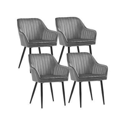 Set di 4 sedie imbottite con braccioli verdi 62,5 x 60 x 85 cm (L x P x A)