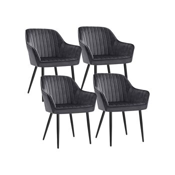 Lot de 6 chaises de salle à manger revêtement en velours gris clair 62,5 x 60 x 85 cm (L x L x H) 1