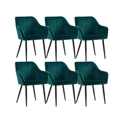 Set of 6 dining chairs with green velvet upholstery 62.5 x 60 x 85 cm (L x W x H)