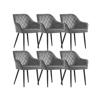 Lot de 6 chaises de salle à manger avec accoudoirs vertes 62,5 x 60 x 85 cm (L x L x H)