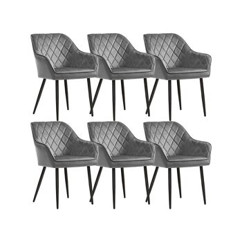 Lot de 6 chaises de salle à manger avec accoudoirs vertes 62,5 x 60 x 85 cm (L x L x H) 1