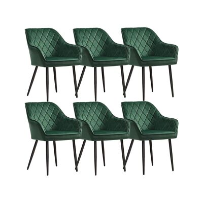 Juego de 6 sillas de comedor de terciopelo gris, 62,5 x 60 x 85 cm (largo x ancho x alto)