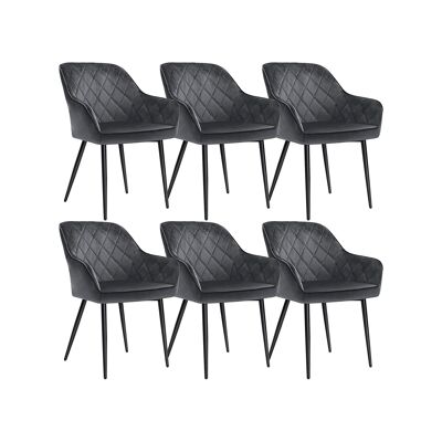Set of 6 dining chairs with armrests blue 62.5 x 60 x 85 cm (L x W x H)