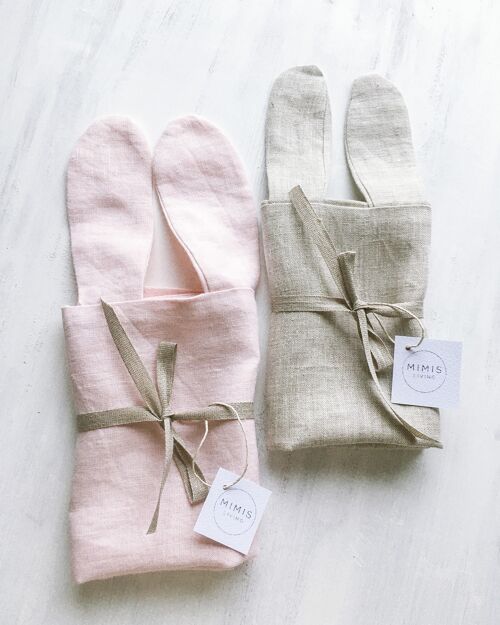 Pink Linen Bunny Lovey