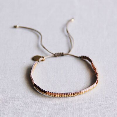 Bracciale in tessuto tonalità marrone/oro
