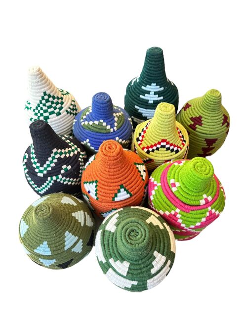 Set of 10 Berber Baskets (fixed color mix) : green leaves & autumn shades