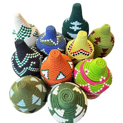 Lote de 10 cestas bereberes (mezcla de colores fijos): hojas verdes y tonos otoñales