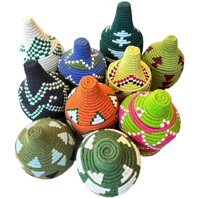 Set of 10 Berber Baskets (fixed color mix) : green leaves & autumn shades