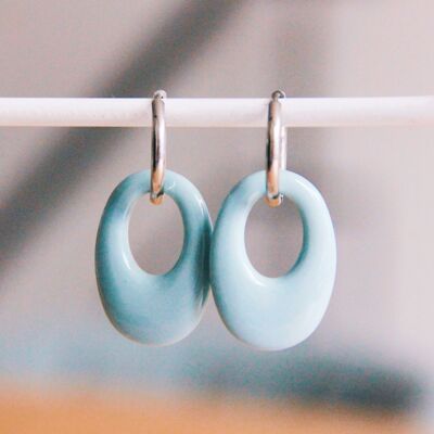 Stainless steel earring with resin drop – jeans blue/silver
