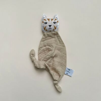 Doudou Gatto in doppia garza beige