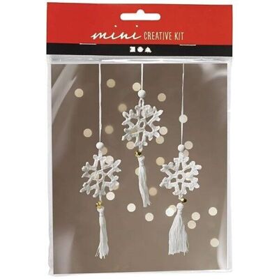 Kit de ganchillo DIY - Copos de nieve - Blanco - 3 piezas