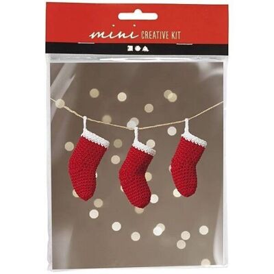 DIY crochet kit - Christmas socks - Red/White - 3 pcs