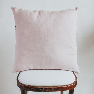 Housse de coussin en lin rose