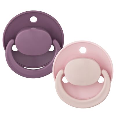 Pack of 2 Round Tip Pacifiers - Pink Tones