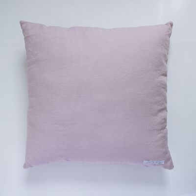 Housse de coussin en lin rose poudré