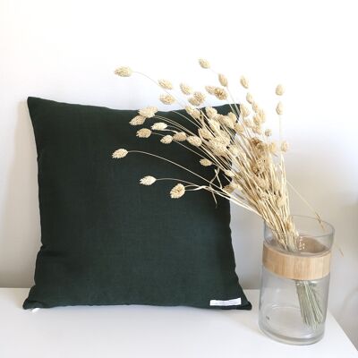 Housse de coussin en lin vert