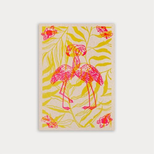 Postkarte / Flamingos / Ökopapier / Pflanzenfarbe