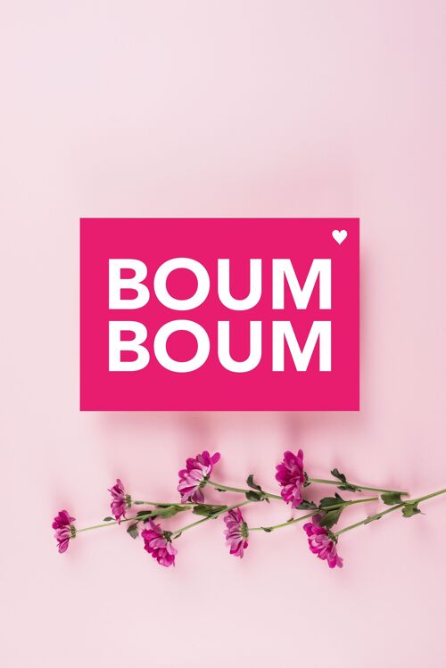 Carte A5 Rose Fluo - BOUM BOUM