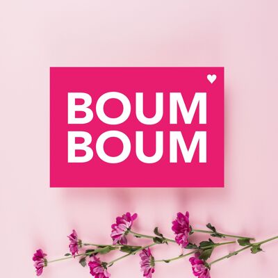 Biglietto A5 rosa neon - BOOM BOOM