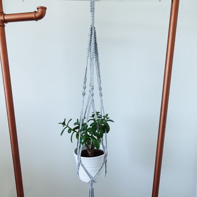 Cintre pour plantes en macramé gris