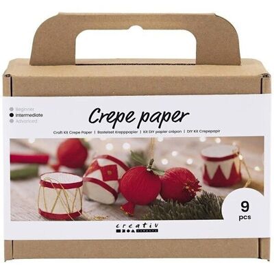 Kit DIY de papel crepé - Adornos navideños - 9 piezas -