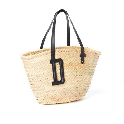 Panier paille medium D noir